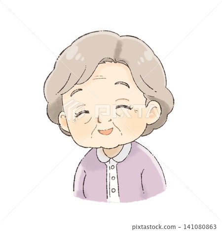 一幅祖母面帶慈祥微笑的插圖。 一幅祖母面帶慈祥微笑的插圖。 141080863