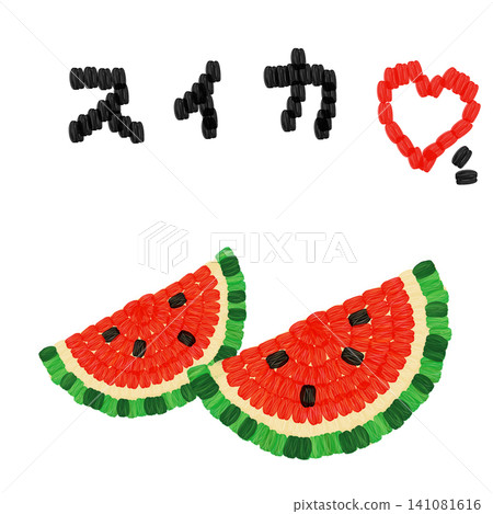 Embroidery-style cut watermelon illustration Embroidery-style cut watermelon illustration 141081616