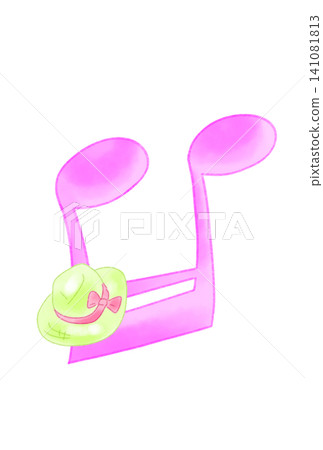 Musical notes with straw hats Musical notes with straw hats 141081813