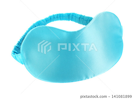 Turquoise sleeping mask isolated on white. Bedtime accessory Turquoise sleeping mask isolated on white. Bedtime accessory 141081899