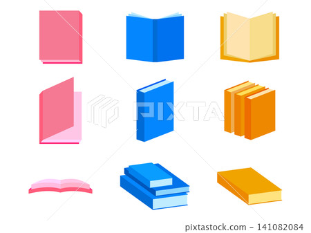 Simple book flat icon set Simple book flat icon set 141082084