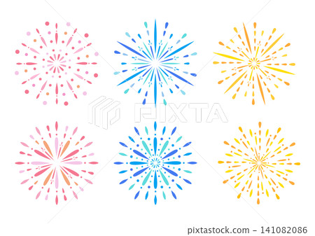 A set of simple fireworks illustrations A set of simple fireworks illustrations 141082086