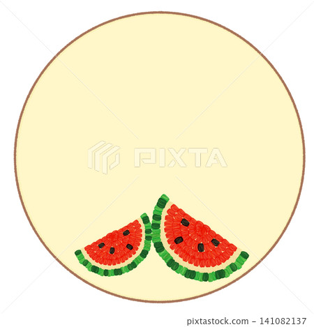 Embroidery-style cut watermelon circular frame Embroidery-style cut watermelon circular frame 141082137