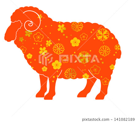 Year of the Sheep - Cute floral sheep illustration Year of the Sheep - Cute floral sheep illustration 141082189