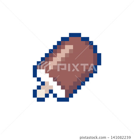 Pixel Art Chocolate Popsicle Icon. 8bit Cute Frozen Ice Cream Bar, Retro Summer Dessert Sticker, Sprite and Badge Pixel Art Chocolate Popsicle Icon. 8bit Cute Frozen Ice Cream Bar, Retro Summer Dessert Sticker, Sprite and Badge 141082239