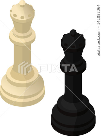 Isometric queen chess piece black and white Isometric queen chess piece black and white 141082364