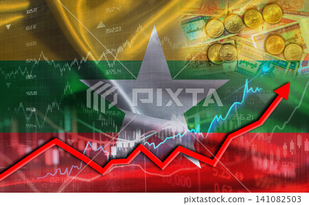 Burmese economic growth on financial graph. Myanmar financial growth on market graph Burmese economic growth on financial graph. Myanmar financial growth on market graph 141082503