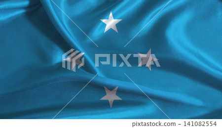 Micronesia flag with cloth textured background. National flag of Micronesia with realistic texture Micronesia flag with cloth textured background. National flag of Micronesia with realistic texture 141082554