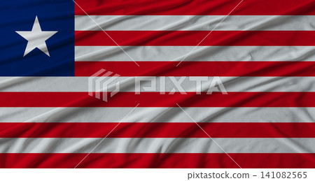 Liberia flag waving. Flag of Liberia with cloth texture Liberia flag waving. Flag of Liberia with cloth texture 141082565
