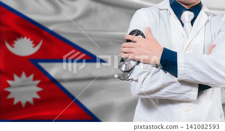 Nepalese national health system, Medical professional holding sthetoscope isolated Nepalese national health system, Medical professional holding sthetoscope isolated 141082593
