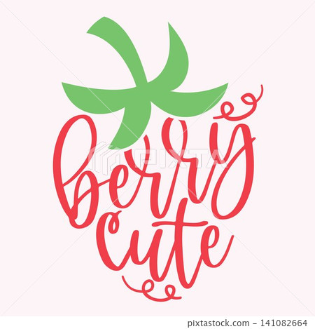 Berry Cute typography design with strawberry shape. Berry Cute typography design with strawberry shape. 141082664