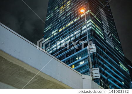 Shibuya at night: Metropolitan Expressway and skyscrapers Shibuya at night: Metropolitan Expressway and skyscrapers 141083582