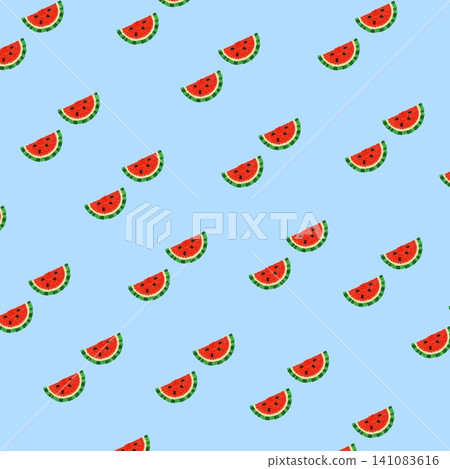 A summer pattern background featuring embroidered-style watermelons. A summer pattern background featuring embroidered-style watermelons. 141083616