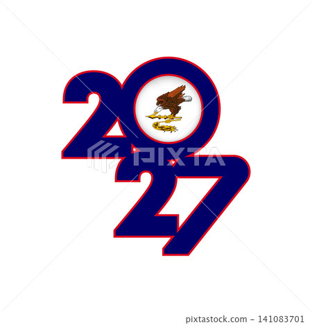 2027 banner with American Samoa flag inside. 2027 banner with American Samoa flag inside. 141083701