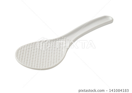 A PNG image of a white rice paddle oriented at an angle. 141084183