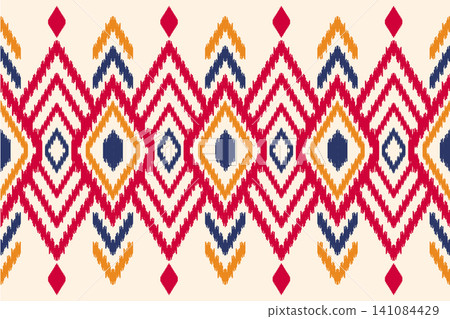 Abstract ikat art background. Uzbekistan ikat pattern. Uzbekistan pattern design for background, wallpaper, textile, art, clothing, wrapping paper, scarf, carpet, print, Uzbek fabric Abstract ikat art background. Uzbekistan ikat pattern. Uzbekistan pattern design for background, wallpaper, textile, art, clothing, wrapping paper, scarf, carpet, print, Uzbek fabric 141084429