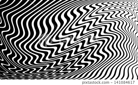 Black and White Wavy Lines Pattern. Movement Illusion. Black and White Wavy Lines Pattern. Movement Illusion. 141084617