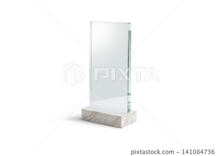 Blank rectangular glass award with marble stand png, transparent background. Empty transparent glassy rewards for engraving present mock up cut out. Clear plexiglass champion trophy template. Blank rectangular glass award with marble stand png, transparent background. Empty transparent glassy rewards for engraving present mock up cut out. Clear plexiglass champion trophy template. 141084736