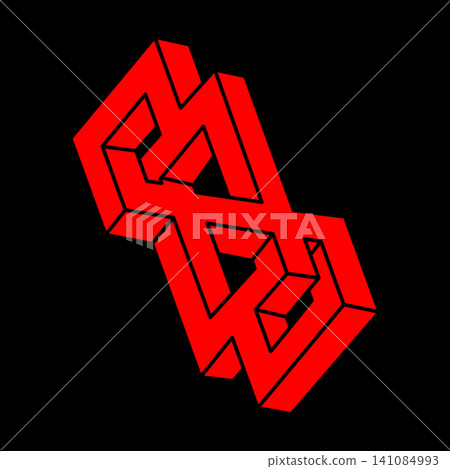 Impossible shapes. Sacred geometry. Optical illusion figures. Abstract eternal geometric objects. Impossible endless outline shapes. Op art. Impossible geometry shape on a black background. Line art. Impossible shapes. Sacred geometry. Optical illusion figures. Abstract eternal geometric objects. Impossible endless outline shapes. Op art. Impossible geometry shape on a black background. Line art. 141084993