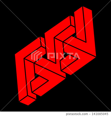 Impossible shapes. Sacred geometry. Optical illusion figures. Abstract eternal geometric objects. Impossible endless outline logo. Op art. Impossible geometry shape on a black background. Line art. Impossible shapes. Sacred geometry. Optical illusion figures. Abstract eternal geometric objects. Impossible endless outline logo. Op art. Impossible geometry shape on a black background. Line art. 141085045