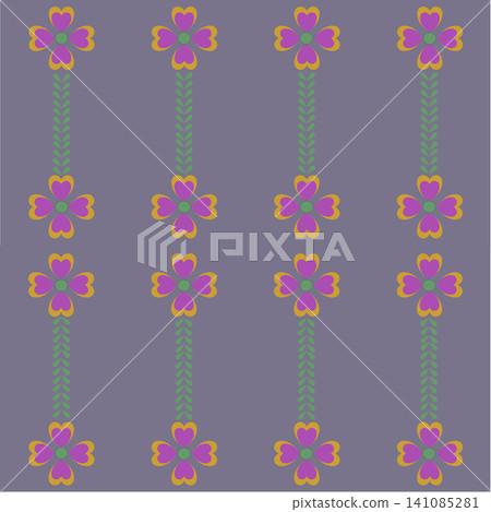 Retro Purple Floral Heart Pattern Retro Purple Floral Heart Pattern 141085281