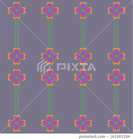 Retro Purple Floral Heart Pattern Retro Purple Floral Heart Pattern 141085284
