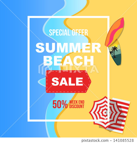 Summer Beach Sale Special Weekend Discount Poster Summer Beach Sale Special Weekend Discount Poster 141085528