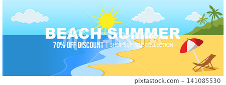 Beach Summer Collection Wide Landscape Discount Banner 141085530