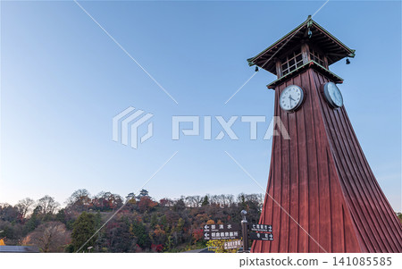 The scenery of Echizen Ono Castle and its time bell. The scenery of Echizen Ono Castle and its time bell. 141085585