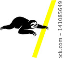 animal sloth crossing yellow painted road stripes warning sign illustration 141085649