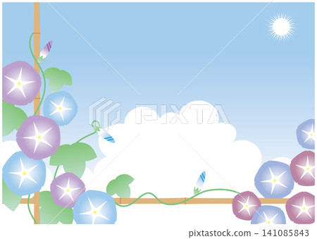 牽牛花、積雨雲和藍天中的太陽(3) 牽牛花、積雨雲和藍天中的太陽(3) 141085843