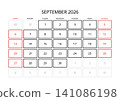 September 2026 English Professional Calendar Grid Clean Minimalist Monthly Plann 141086198