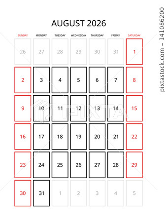 August 2026 English Professional Calendar Grid Clean Minimalist Monthly Planner August 2026 English Professional Calendar Grid Clean Minimalist Monthly Planner 141086200