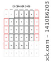 December 2026 English Blank Monthly Planner Grid Clean Business Calendar Templat 141086203