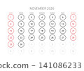 November 2026 English Blank Monthly Planner Grid Clean Business Calendar Templat 141086233