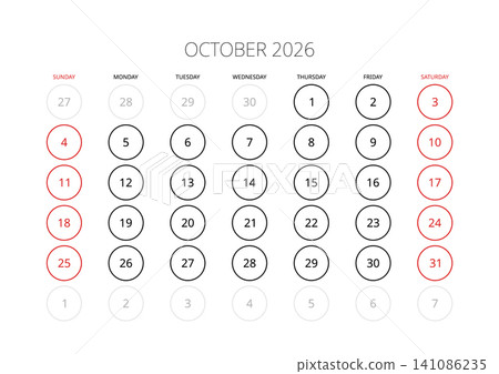 October 2026 English Minimalist Monthly Calendar Template Corporate Schedule Gri October 2026 English Minimalist Monthly Calendar Template Corporate Schedule Gri 141086235