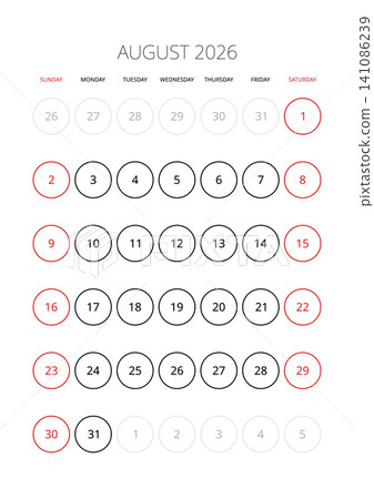 August 2026 English Professional Calendar Grid Clean Minimalist Monthly Planner August 2026 English Professional Calendar Grid Clean Minimalist Monthly Planner 141086239