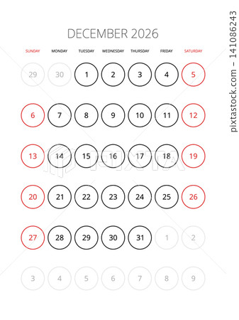 December 2026 English Minimalist Wall Calendar Page Corporate Project Management December 2026 English Minimalist Wall Calendar Page Corporate Project Management 141086243