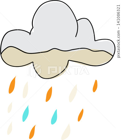 stylized icon of the colored cloud with rain 141086321