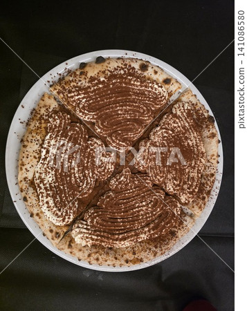 pizza tiramisu sweet cake italian made dessert pizza tiramisu sweet cake italian made dessert 141086580