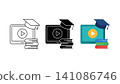 Online education video course icon set outline silhouette and color vector isolated on white background 141086746