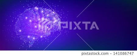Halftone neon human brain, ai abstract background Halftone neon human brain, ai abstract background 141086747