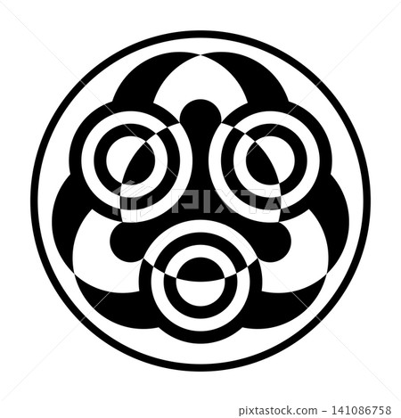 Triangular crop circle pattern, found 2026 in Wiltshire. Concentric circles radiate from the points of an equilateral triangle, like the ripples that appear when you throw a stone into water. Vector Triangular crop circle pattern, found 2026 in Wiltshire. Concentric circles radiate from the points of an equilateral triangle, like the ripples that appear when you throw a stone into water. Vector 141086758