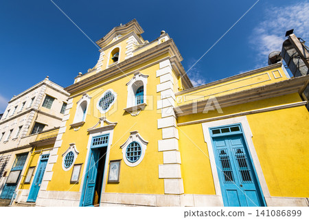 View of St. Francis Xavier's Church in Coloane, Macau. This chapel follows the baroque style of Macao's major churches. View of St. Francis Xavier's Church in Coloane, Macau. This chapel follows the baroque style of Macao's major churches. 141086899