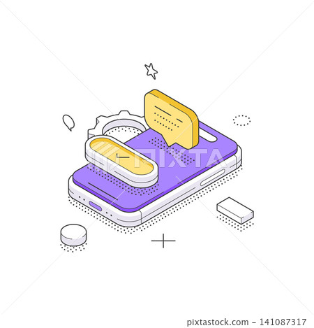Mobile App Settings And User Preference Customization Isometric Vector Illustration 141087317