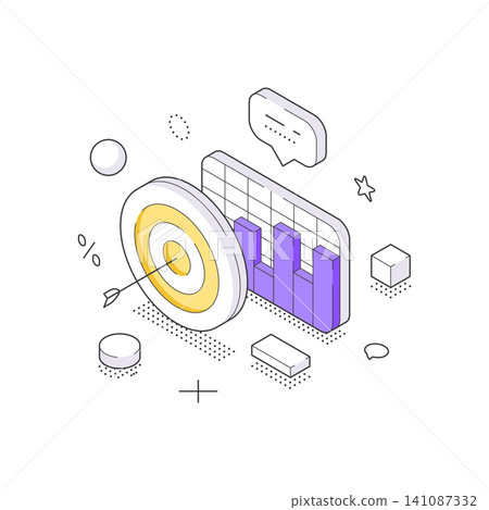 Digital Marketing Strategy And Business Goal Achievement Isometric Vector Illustration Digital Marketing Strategy And Business Goal Achievement Isometric Vector Illustration 141087332