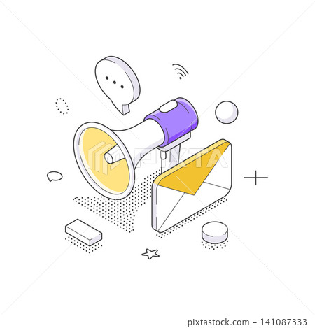 Email Marketing And Digital Promotion Campaign Announcement Concept Isometric Vector Illustration 141087333