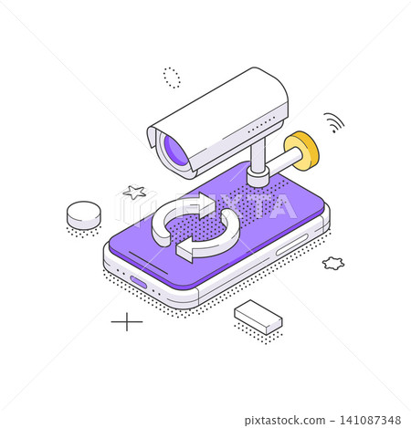 Mobile Cctv Camera And Video Surveillance System Technology Isometric Vector Illustration 141087348