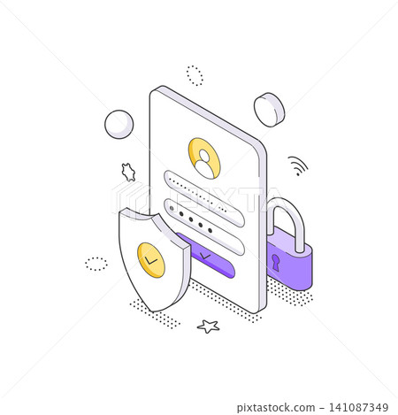 Secure Account Login And Password Protection For Mobile App Isometric Vector Illustration Secure Account Login And Password Protection For Mobile App Isometric Vector Illustration 141087349