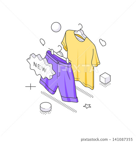 New Fashion Collection For Online Store Isometric Vector Illustration For Web Banner New Fashion Collection For Online Store Isometric Vector Illustration For Web Banner 141087355